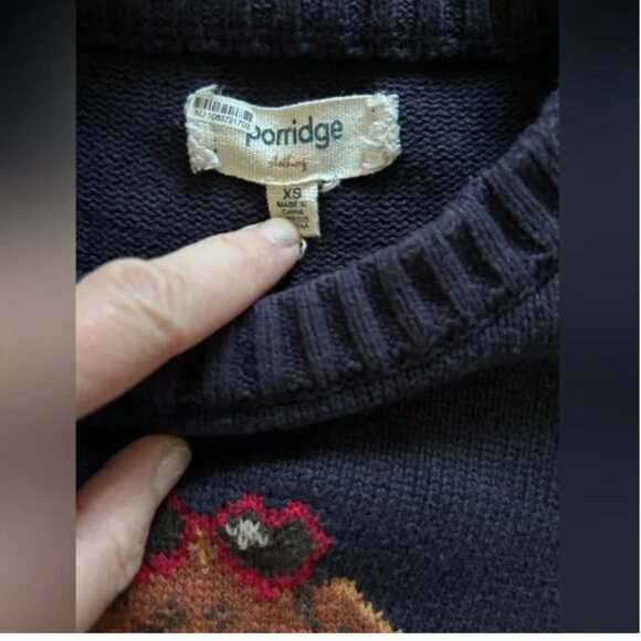 Anthropologie Porridge Jolene Pullover Blue Sweater Americana Dog size XS - Picture 7 of 9